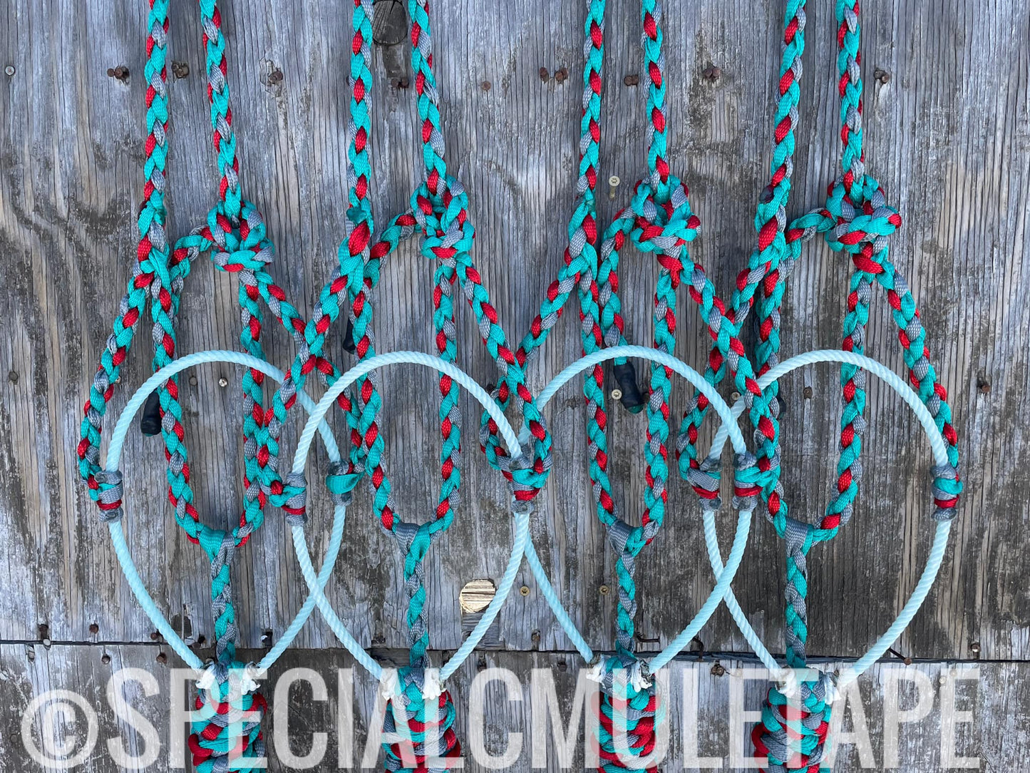 Teal, Slate and Red Lariat