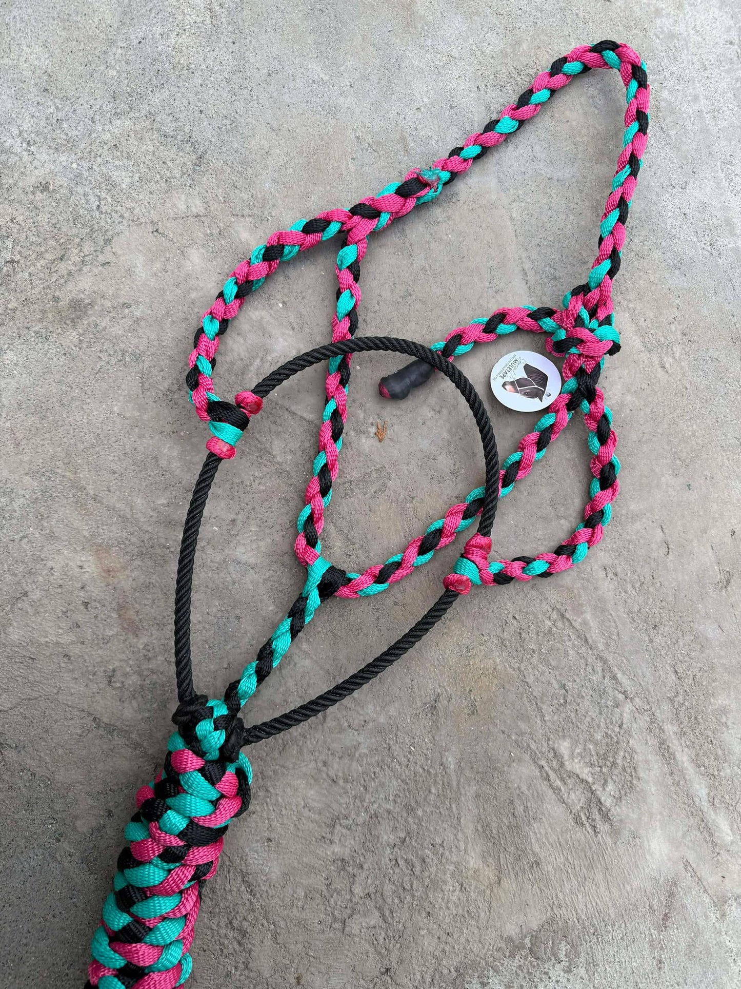 Fuchsia, Black & Teal Lariat