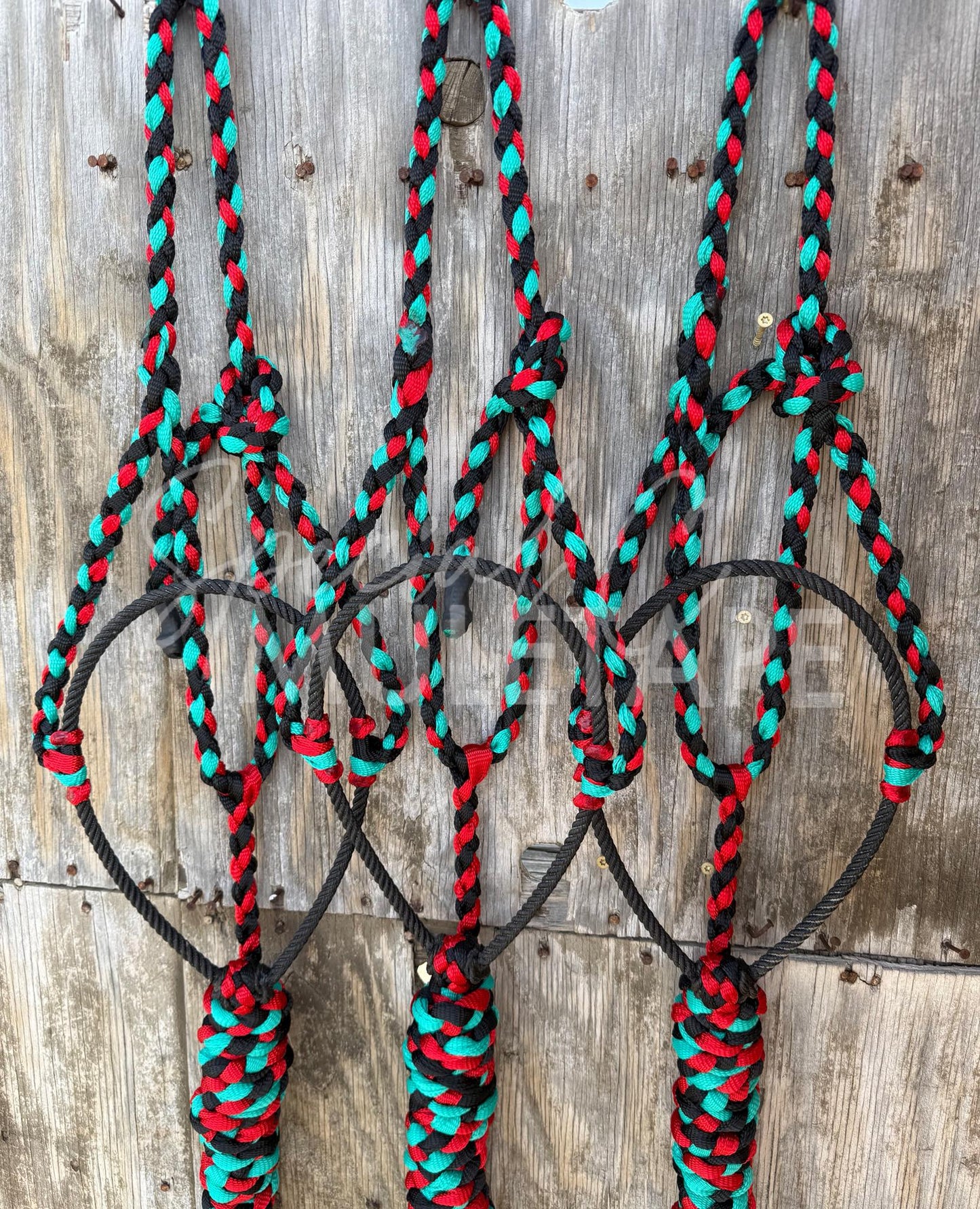 Black/Teal/Red Lariat Halter