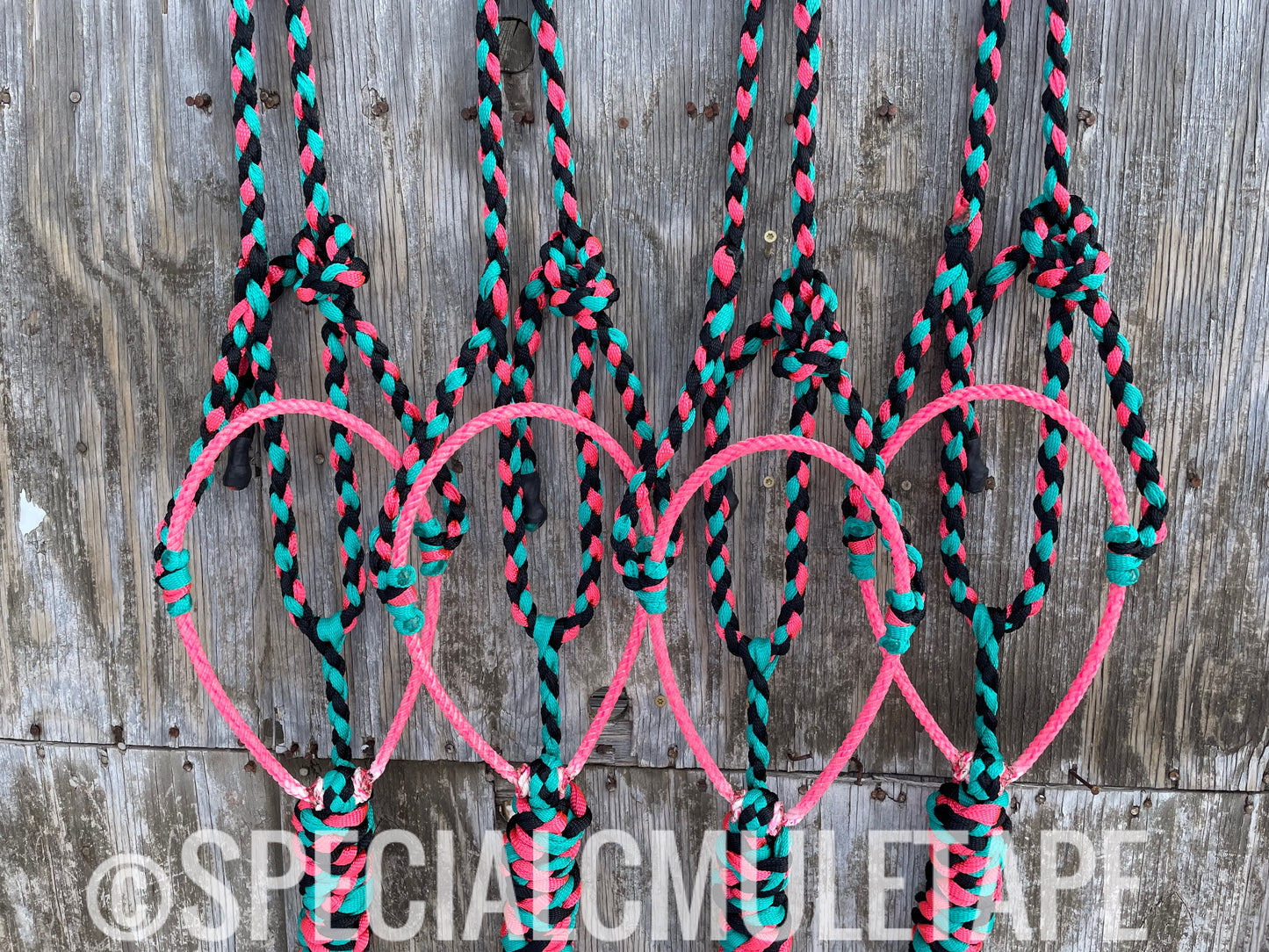 Black, Neon Pink and Teal Lariat Halter