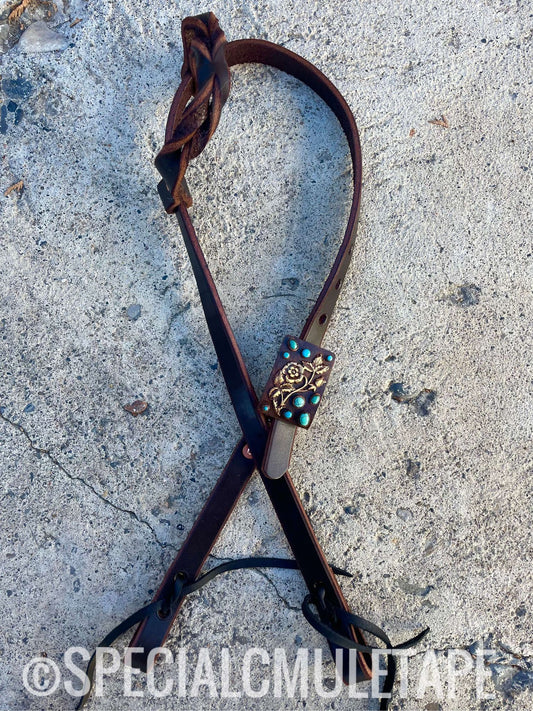 Rose and Turquoise Mad Cow Company Headstall