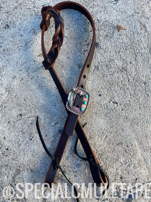 Cassie Rowdy Rose Leather Headstall