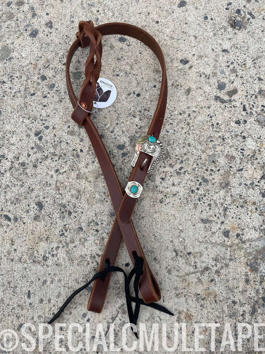 Turquoise Swirl Hot Oiled Single Ear Headstall