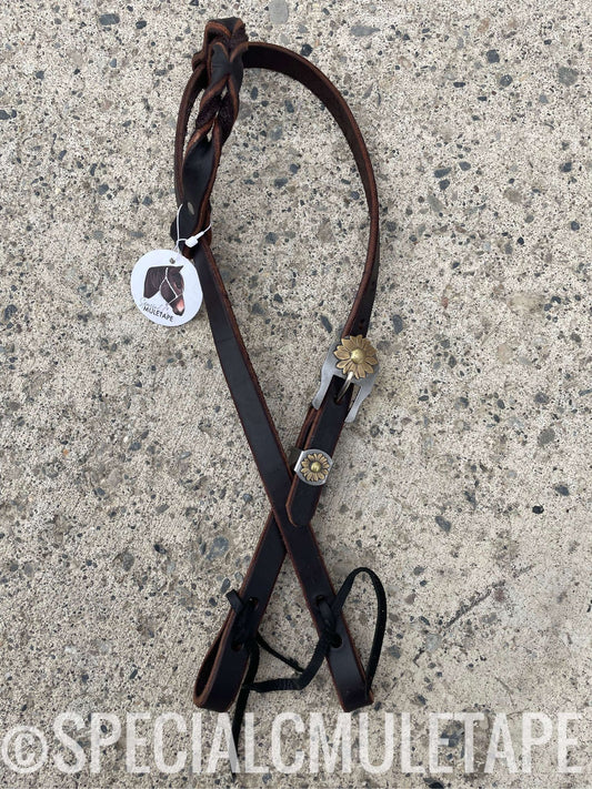 Brass Flower Hot Oiled Single Ear Headstall