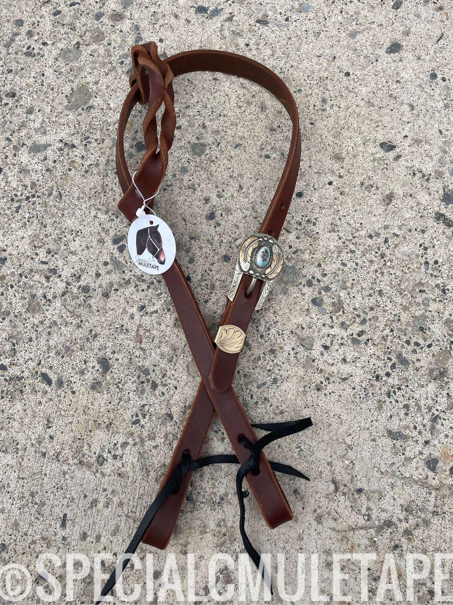 Opal and Feathers Hot Oiled Single Ear Headstall