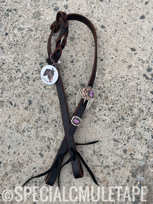 Purple Stone Hot Oiled Single Ear Headstall