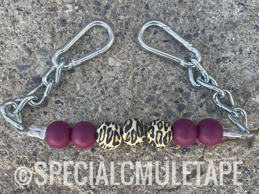 Wine & Leopard Silicone Beaded Curb Chain