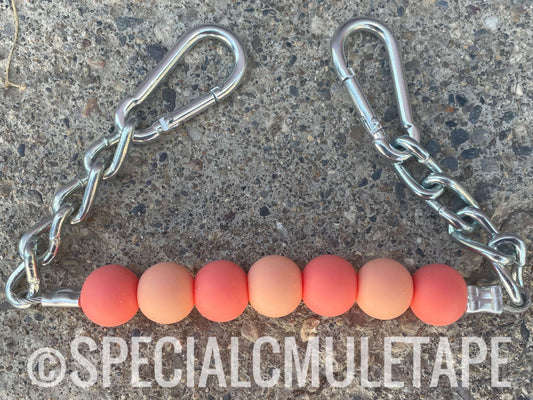 Coral & Peach Silicone Beaded Curb Chain