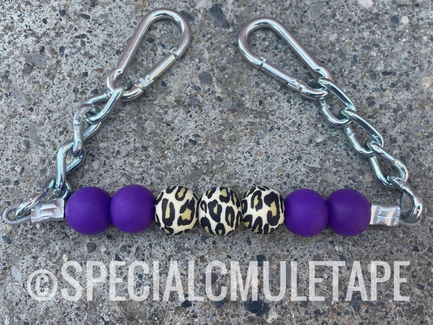 Purple & Leopard Silicone Beaded Curb Chain