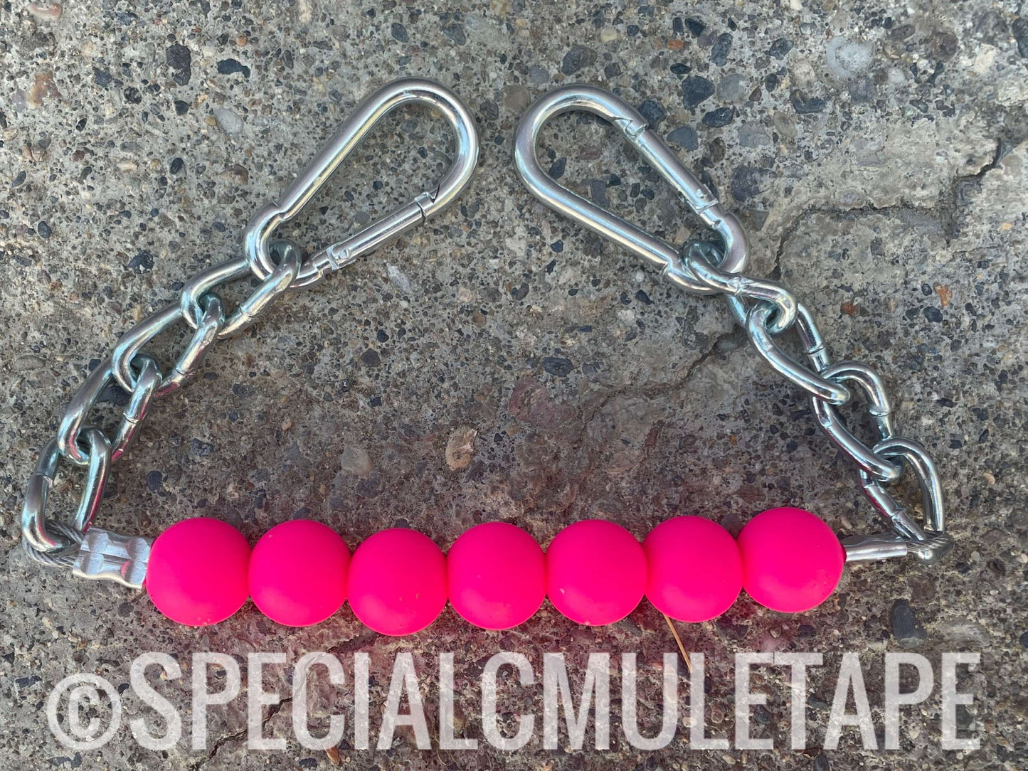 Neon Pink Silicone Beaded Curb Chain