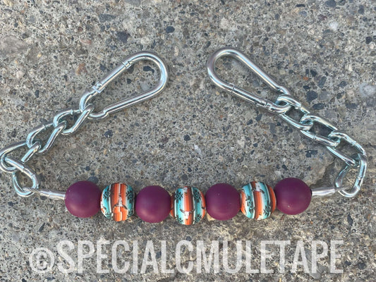 Wine & Southwestern Serape Silicone Beaded Curb Chain