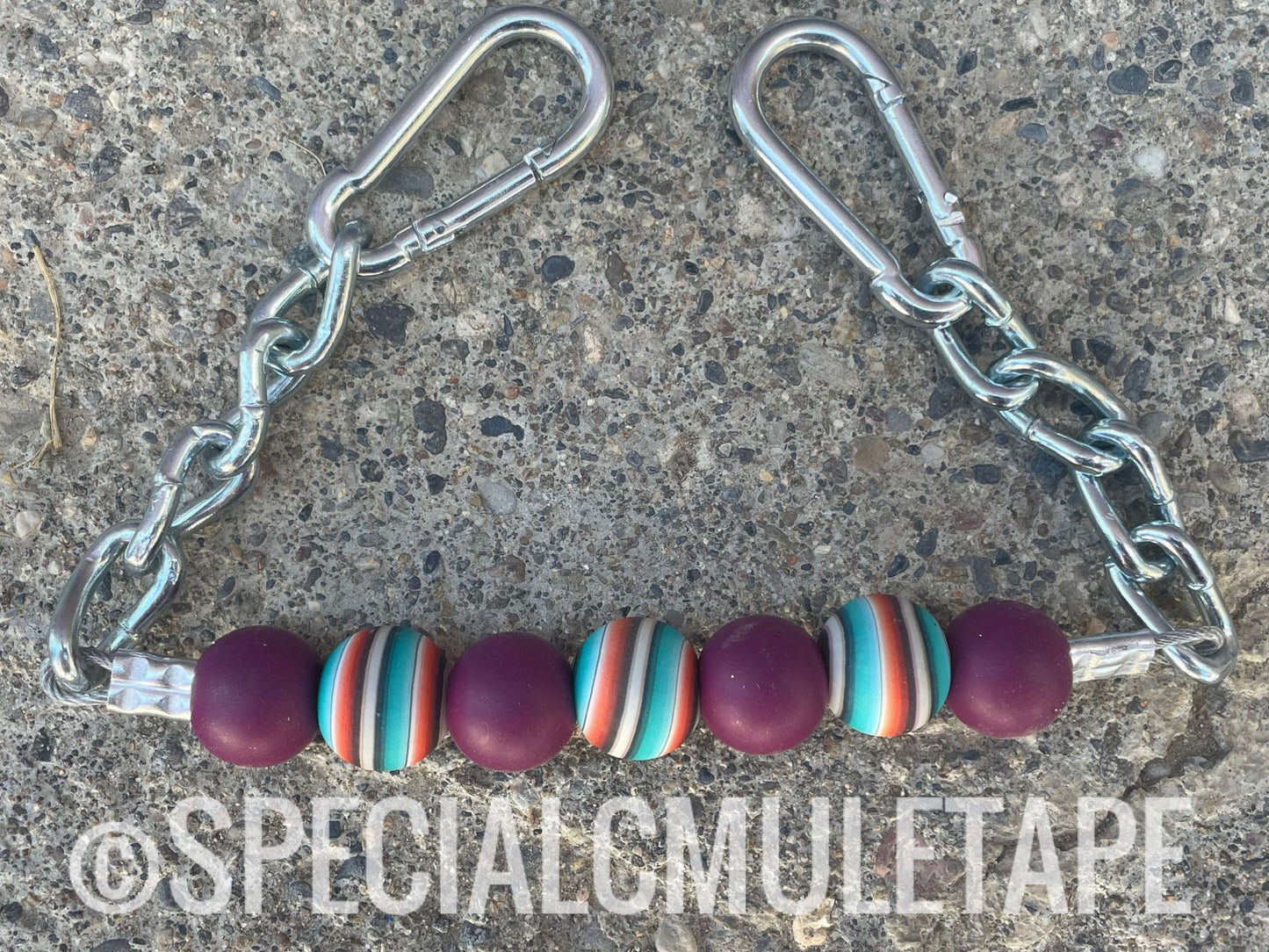 Wine & Serape Silicone Beaded Curb Chain