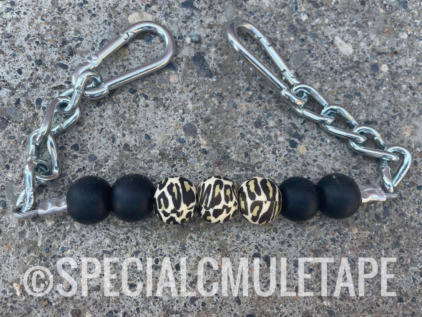 Black & Leopard Silicone Beaded Curb Chain