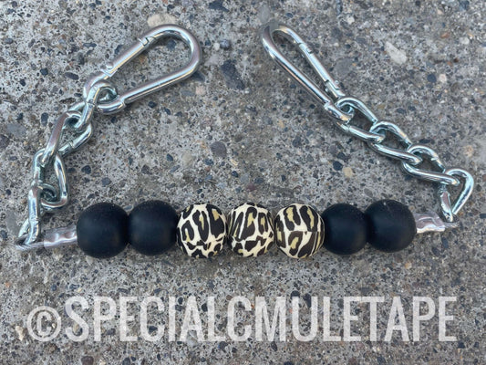 Black & Leopard Silicone Beaded Curb Chain