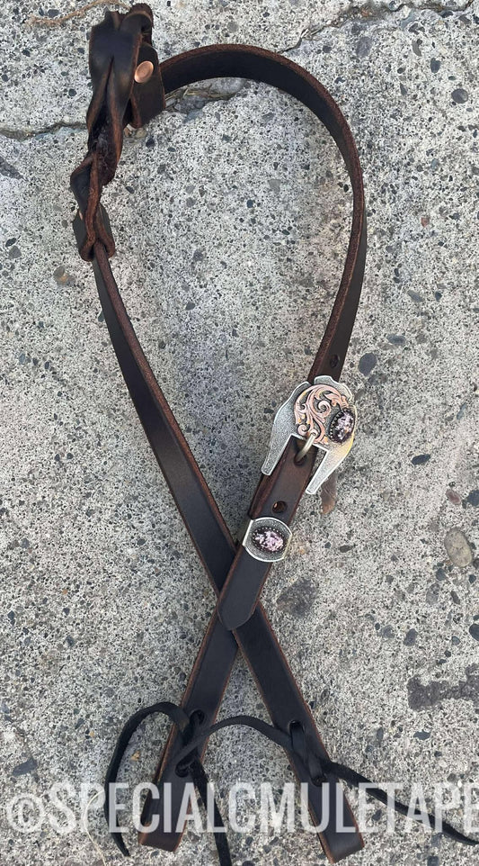 Purple Stone Posh Ponies Leather Headstall