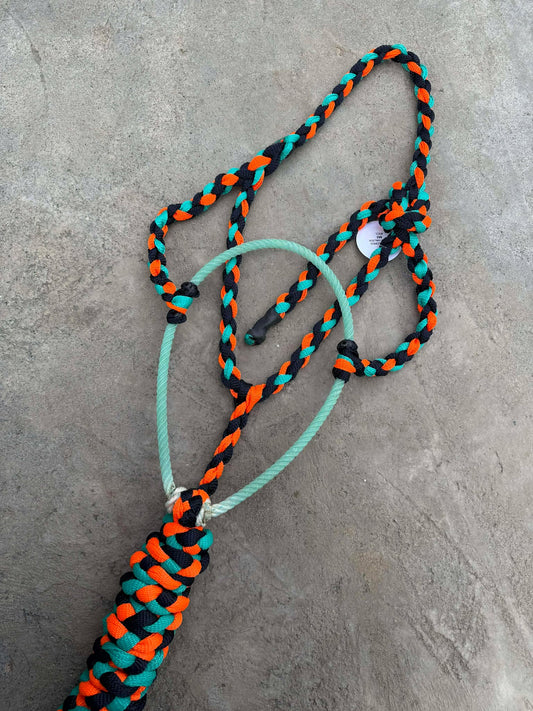 Navy, Neon Orange & Teal Lariat