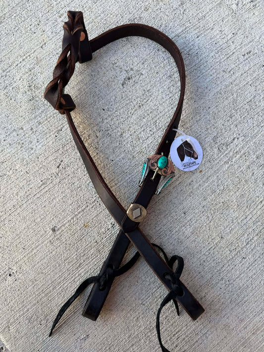 Boujee Headstall-Turq & Feathers