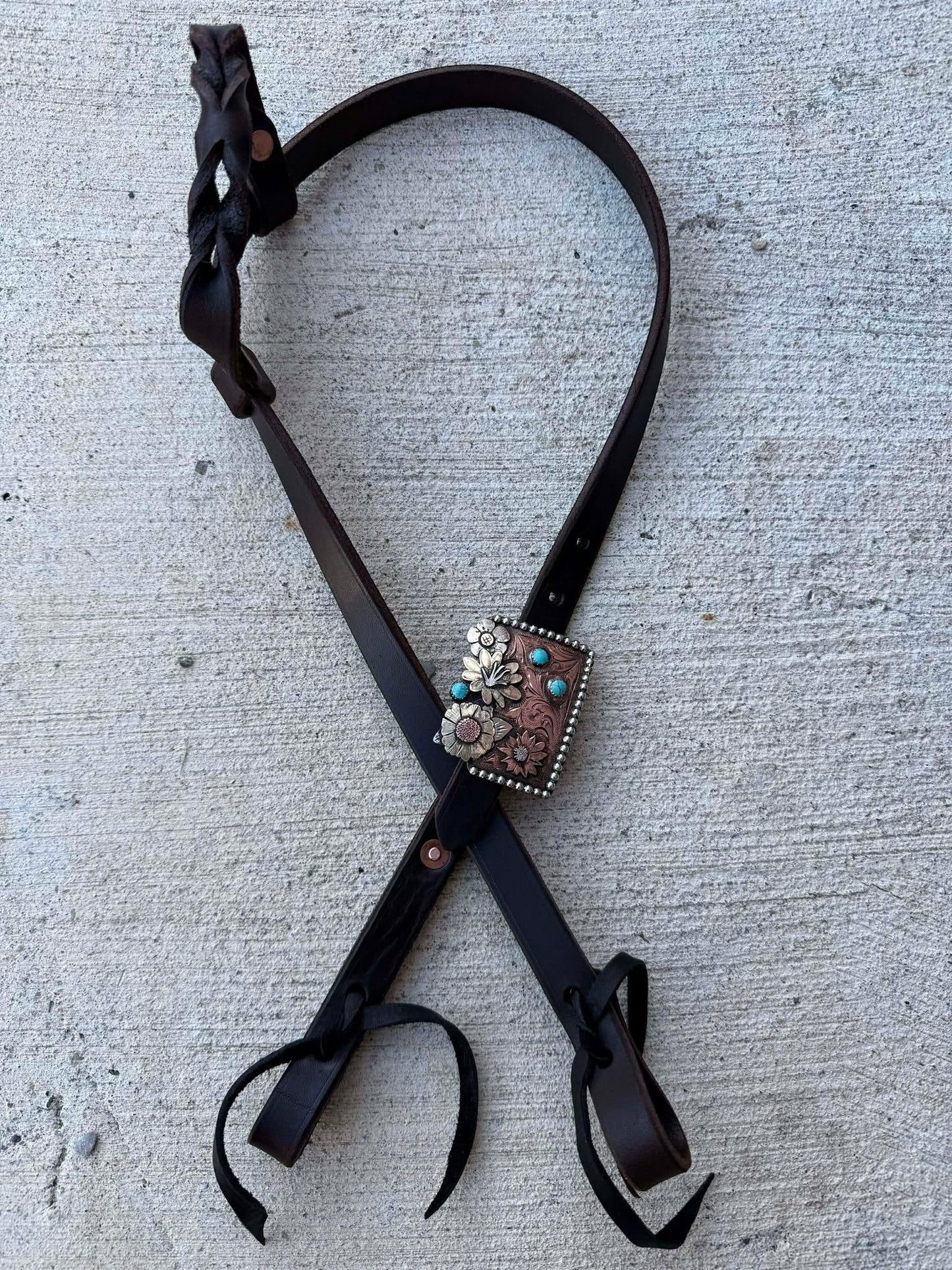 RR Headstall-Floral Flat Face Buckle