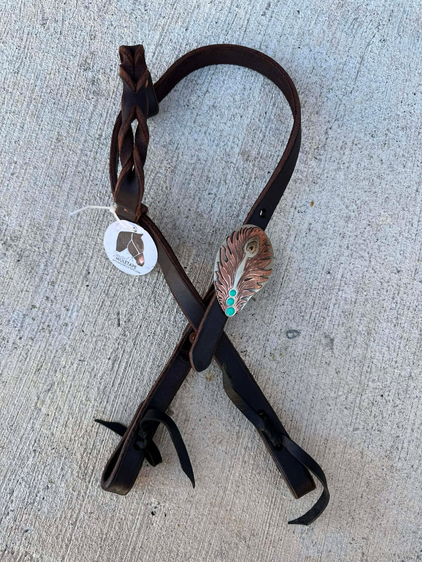 Boujee Headstall-Flat Face Peacock