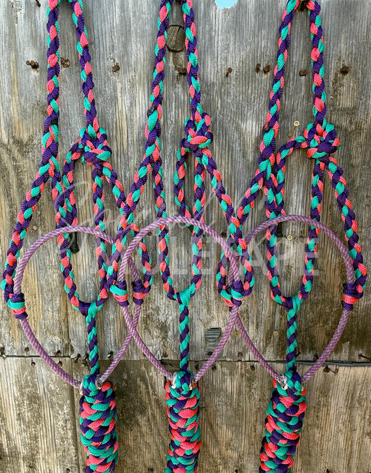 Royal Purple, Teal & Neon Pink Lariat Halter