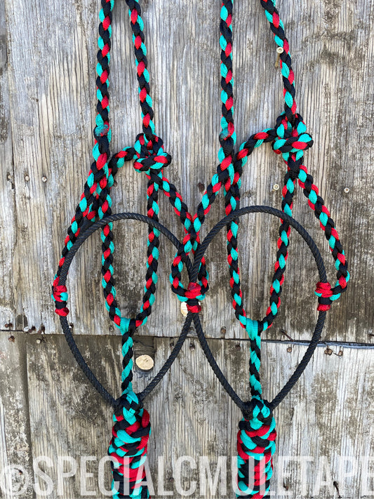 Black, Teal and Red Lariat