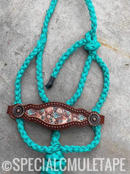 Teal Desert Rose Equine Bronc Halter