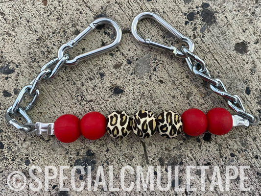 Red & Leopard Silicone Beaded Curb Chain