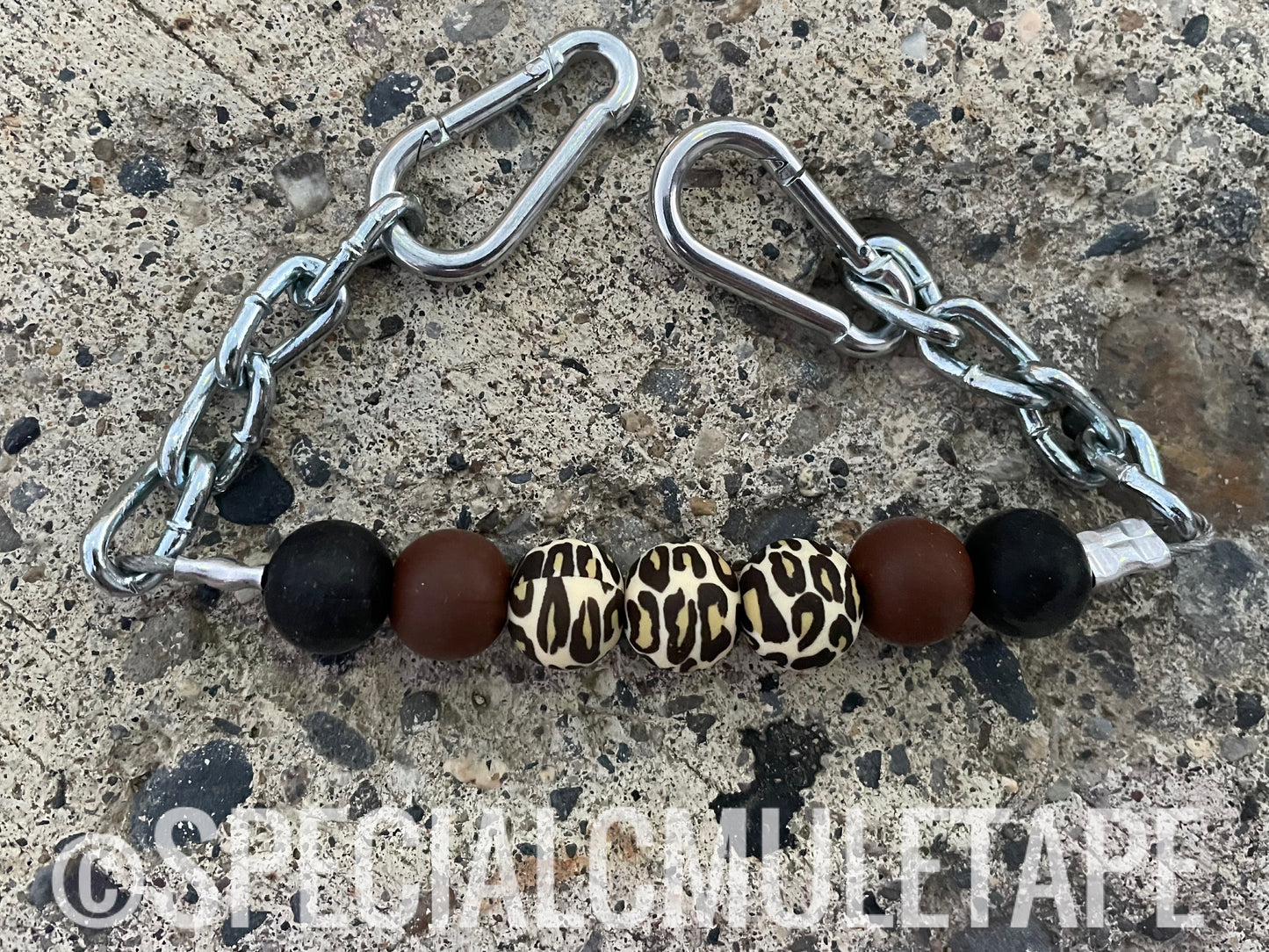 Black/Brown/Leopard Beaded Curb Chain