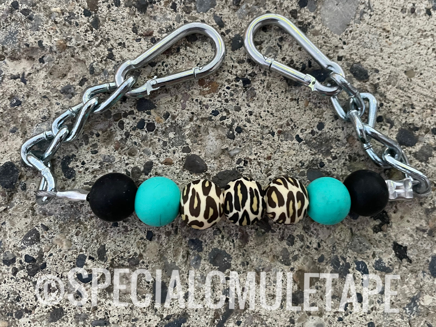 Black/Turquoise/Leopard Silicone Beaded Curb Chain