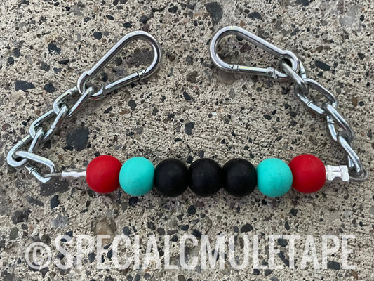 Black/Turquoise/Red Silicone Beaded Curb Chain