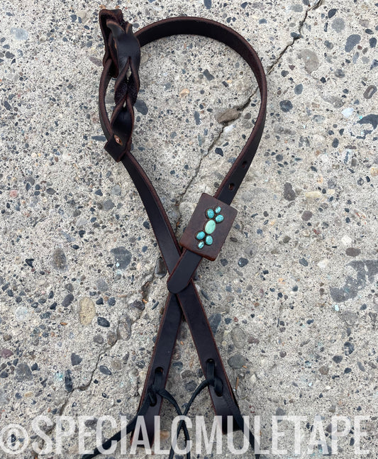 Turquoise Stone Mad Cow Leather Headstall