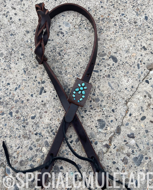 Squash Blossom Mad Cow Leather Headstall