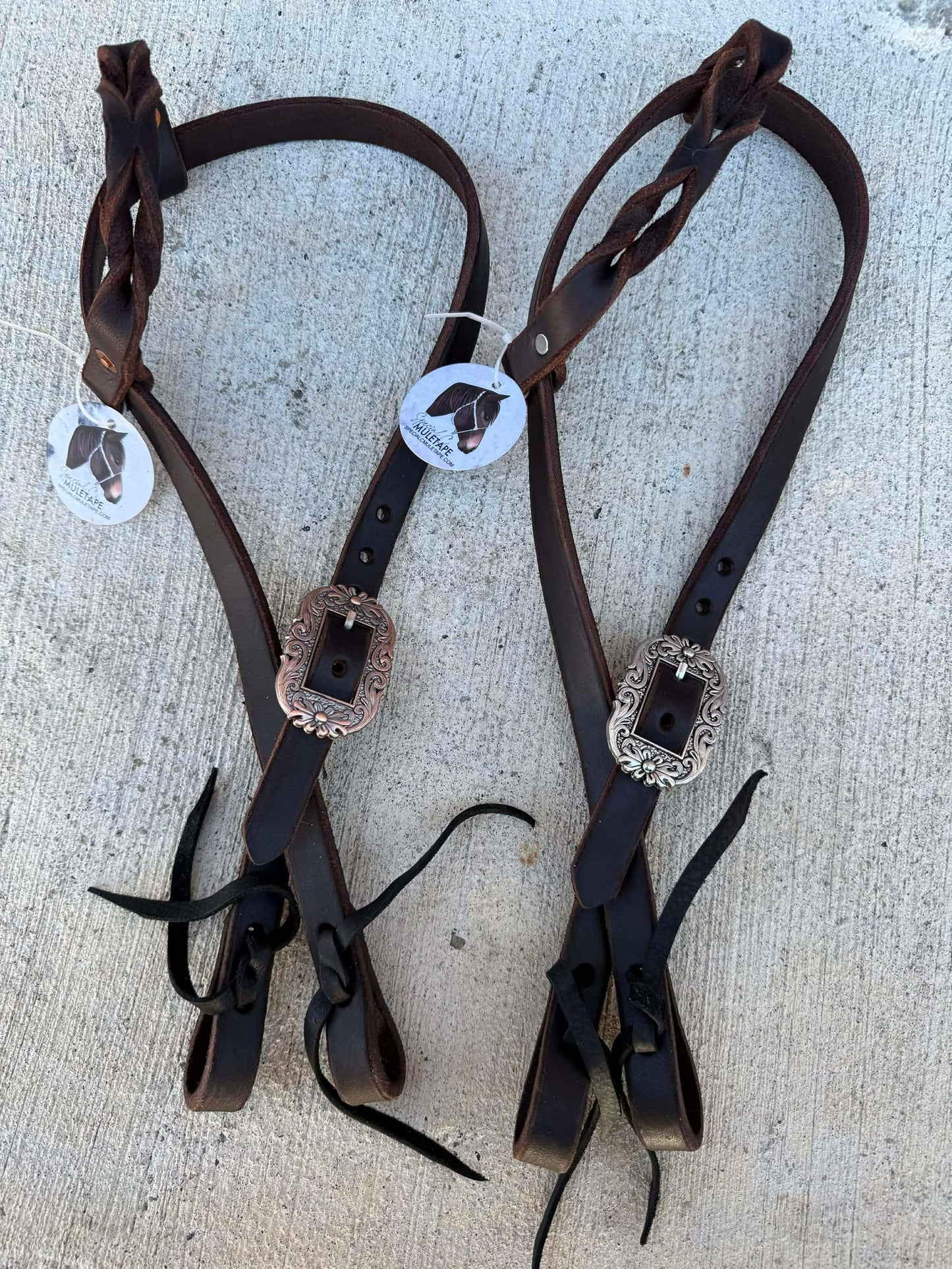 Working Headstall-Oval Floral Buckle
